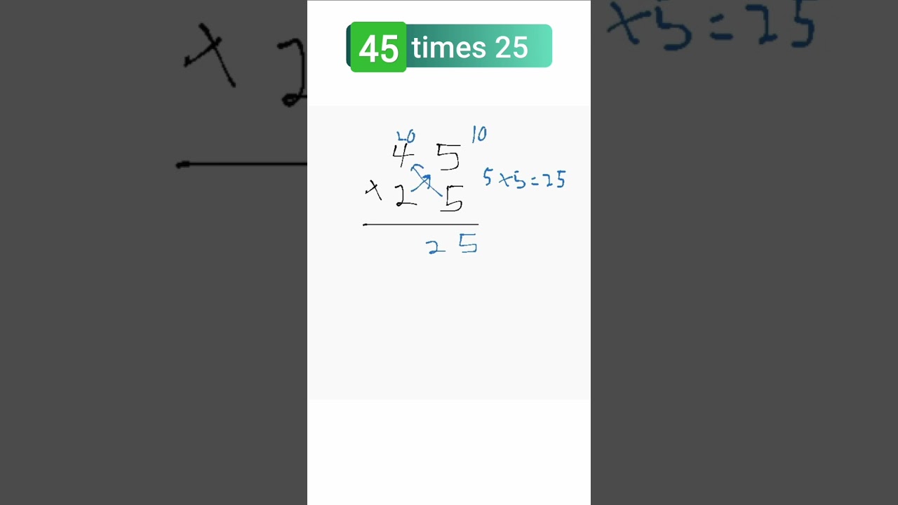 Multiplication Trick 45 times 25 