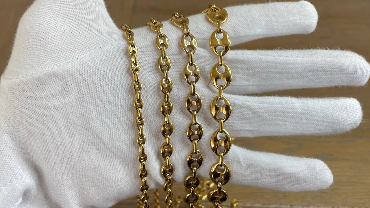 Collier Chaîne Grain De Café En Acier Inoxydable Argenté - 4 Tailles Au Choix (5, 7, 9, 11mm) - Longueur 60 Cm - 4