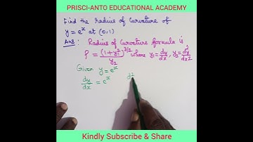 Finding the radius of curvature///of the curvr y=e^x///at the point (0,1)////