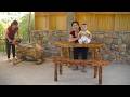 How to Turn a Discarded Log into a Unique Table and Chair Set –Hand-Planting Scallions in the Garden