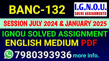 BANC-132 Solved Assignment 2024-25 English, BANC-132 Solved Assignment 24-25, BANC132 Assignment