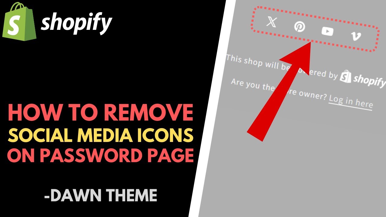 Тема Shopify Dawn: Как удалить значки социальных сетей со страницы ввода пароля