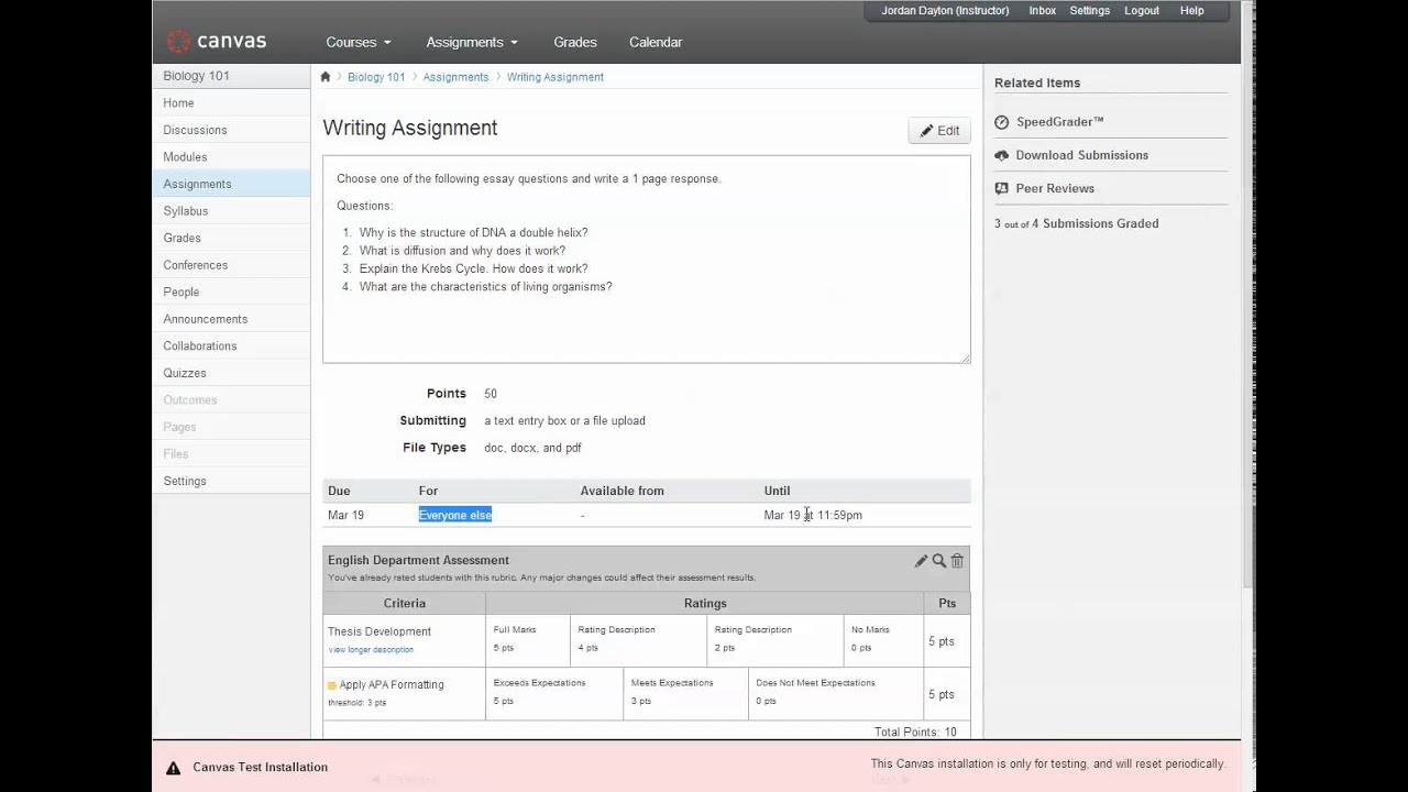 how to open a closed assignment in canvas as a student