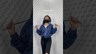 Alesa Jaket Jeans Hoodie Wanita Bomber Garment Blue Bellzshop