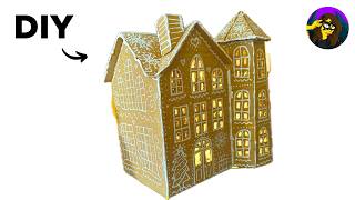 HOW TO MAKE Gingerbread House out of Cardboard with Lights | Easy Christmas DIY
