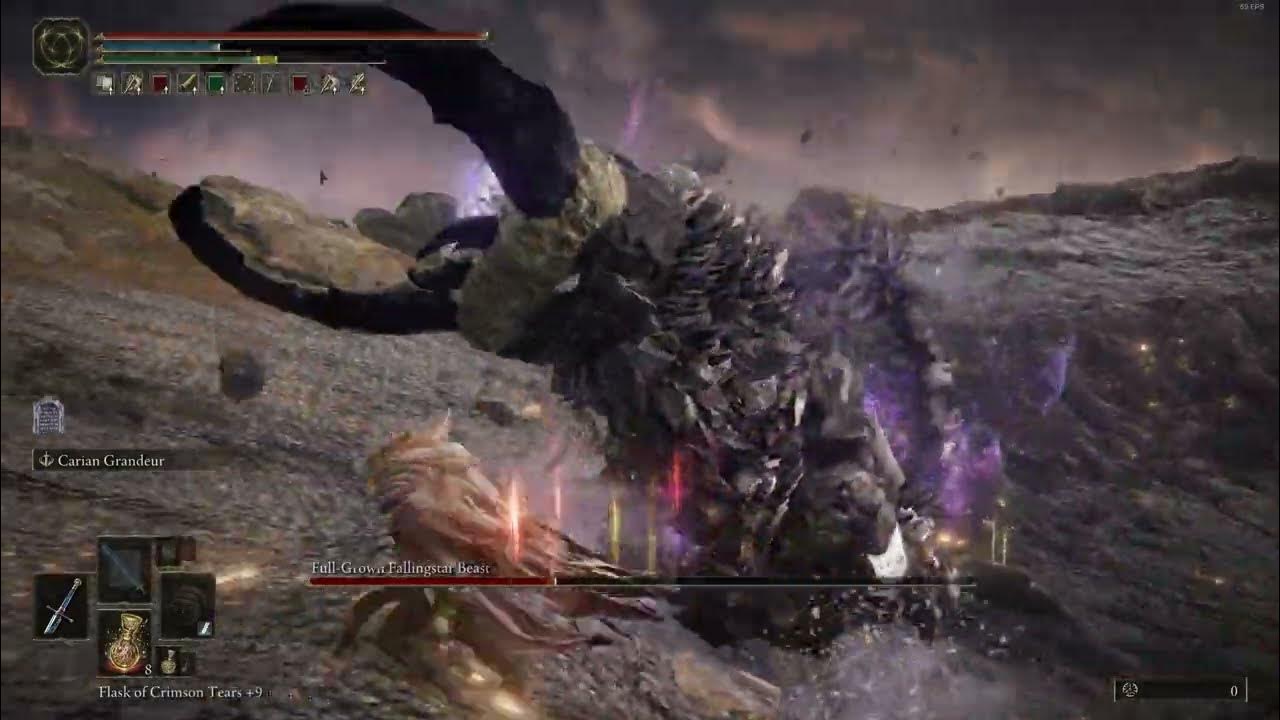 Elden ring staggering full grown fallingstar beast with carian