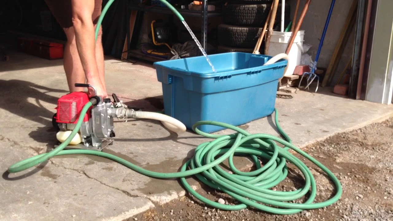 Honda WX10 gas powered water pump demonstration