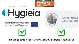 2 Programs applications open on Oct 10 | HYGIEIA | ARCHMAT | Scholarship 2026-2028 | EU Joint MSc
