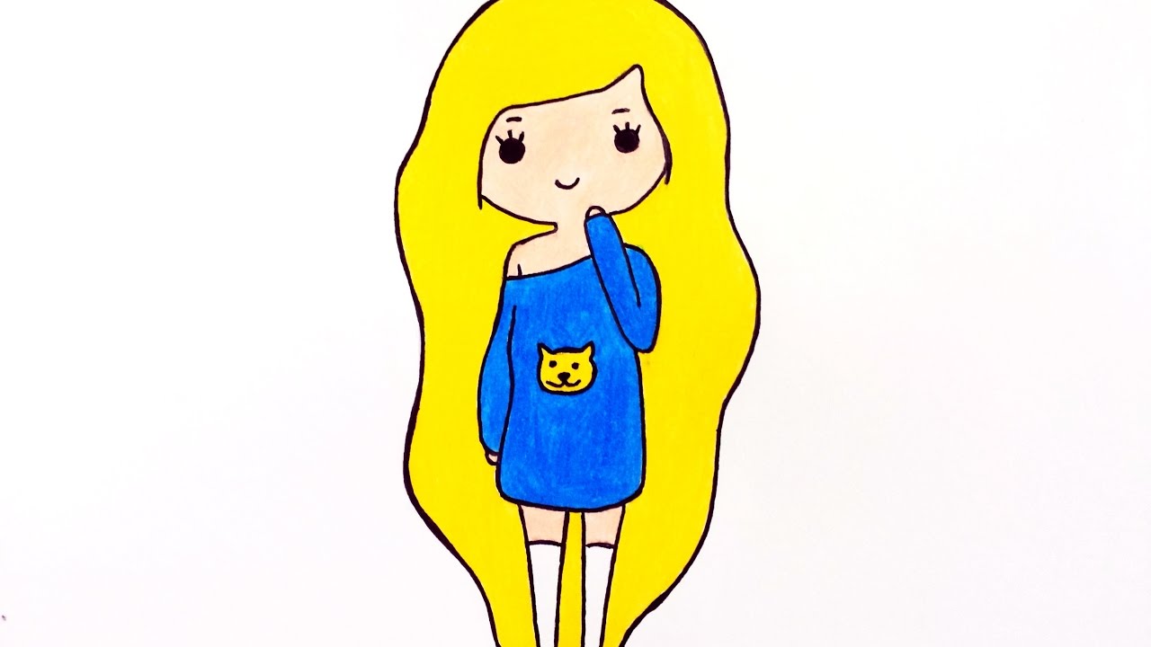 Como desenhar Bonequinha Tumblr Kawaii - passo a passo #coelhinha 