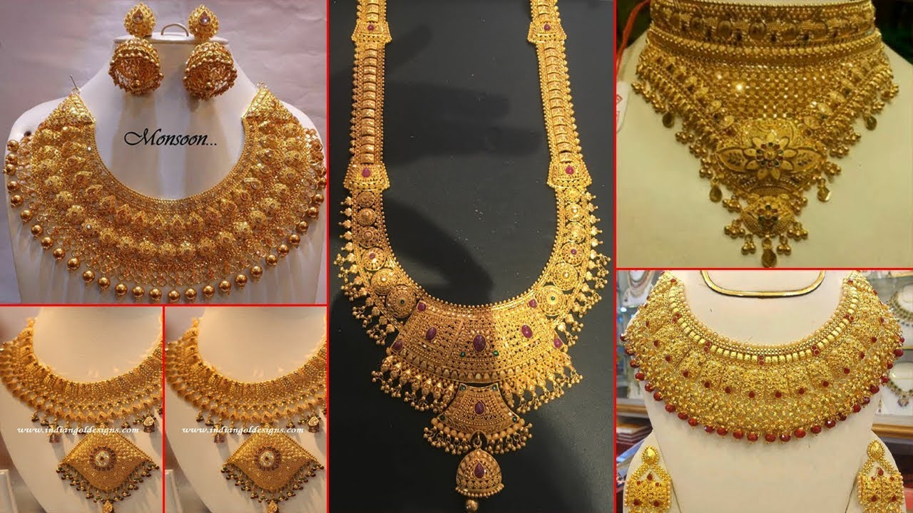 Latest Bridal Gold Haram&Necklace designs collections | Latest Light ...