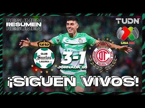 Santos Laguna vs. Toluca (3-1): ver goles, resumen y vídeo de partido por Liga MX