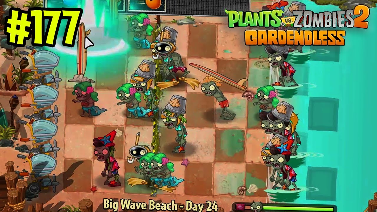 Big Wave Beach - Day 24 [PC] (Hardest difficulty) | Plants vs Zombies 2 Gardendless