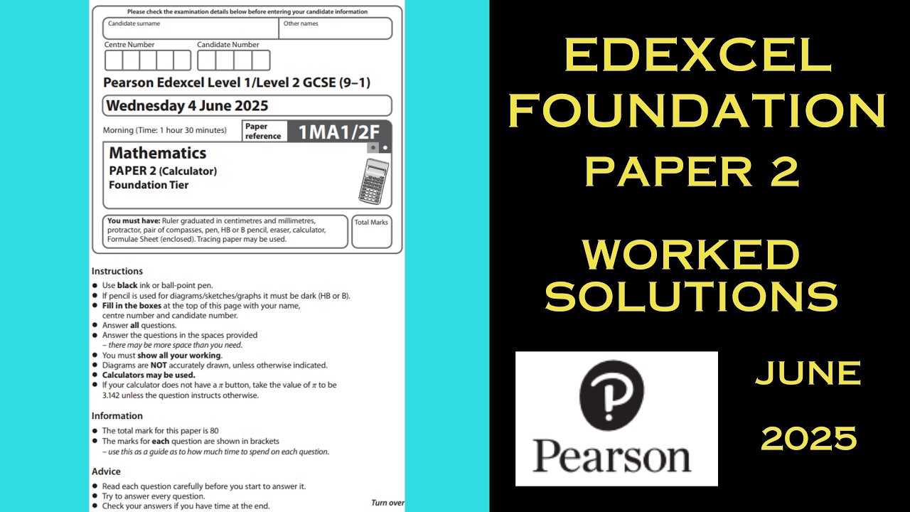 Edexcel Maths Foundation GCSE - June / Summer 2025 - Paper 2 ...
