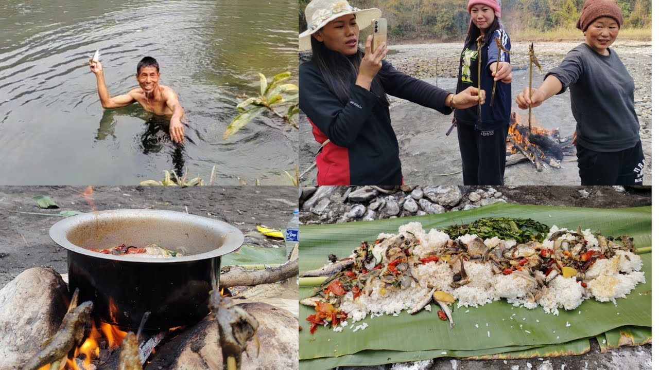 Traditional fishing at tapu river cooking & eating 