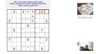 [Eng] Consecutive Sudoku, by Shinichi Aoki (WPF Sudoku Grand Prix 2023, round 5, puzzle 10)