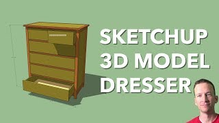 SketchUp Woodworking Tutorial | Full Dresser 3D Model