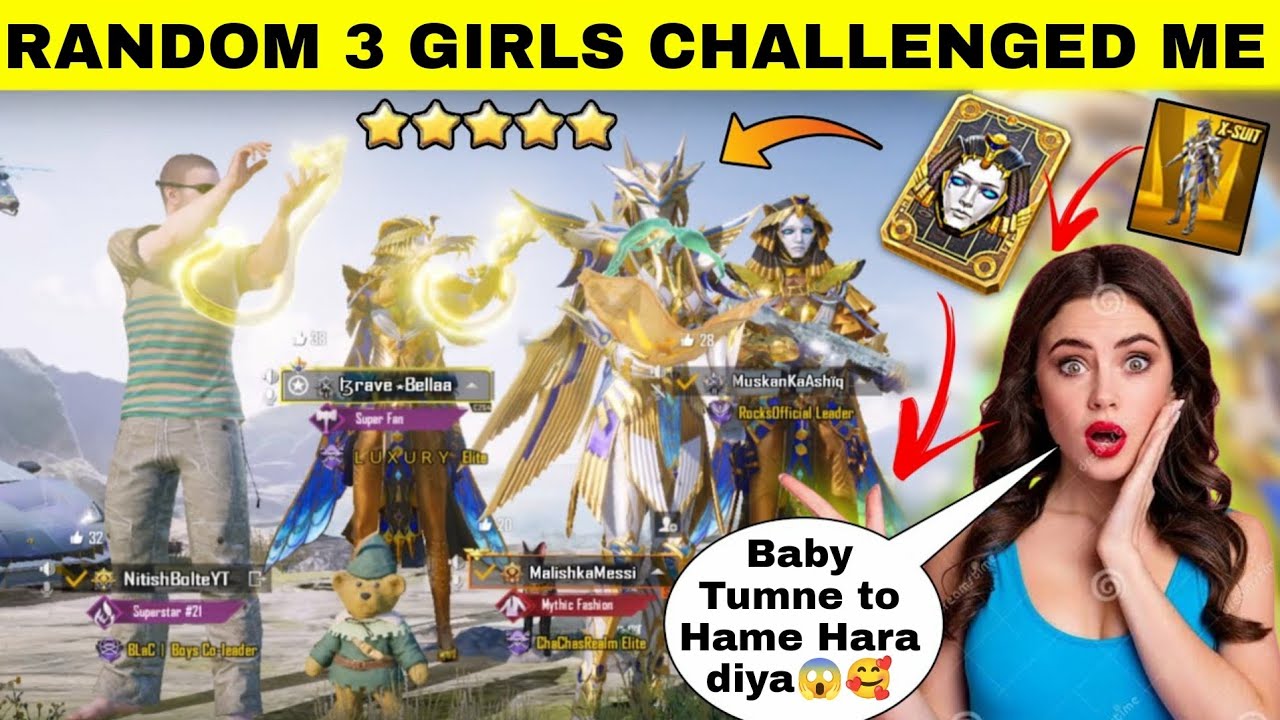 Random 3 Rich Girl Players Call Me Noob / BGMI Best Noob Prank / 1v3 TDM Challenge🔥 Classic Gameplay