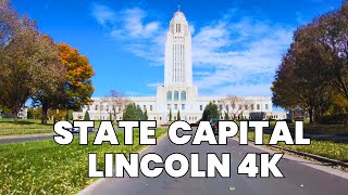 Drive toward & around State Capital, Lincoln, Nebraska | USA | 4K Highway Driving Tour | 2024