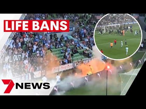 Melbourne victory a-league field invasion by crowd, police hunting for more fans | 7news