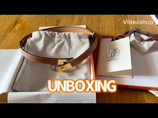 hermes kelly belt black gold hardware unboxing 