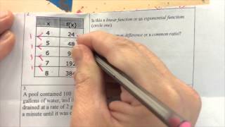 Recognizing Linear and Exponential Functions; Writing Equations