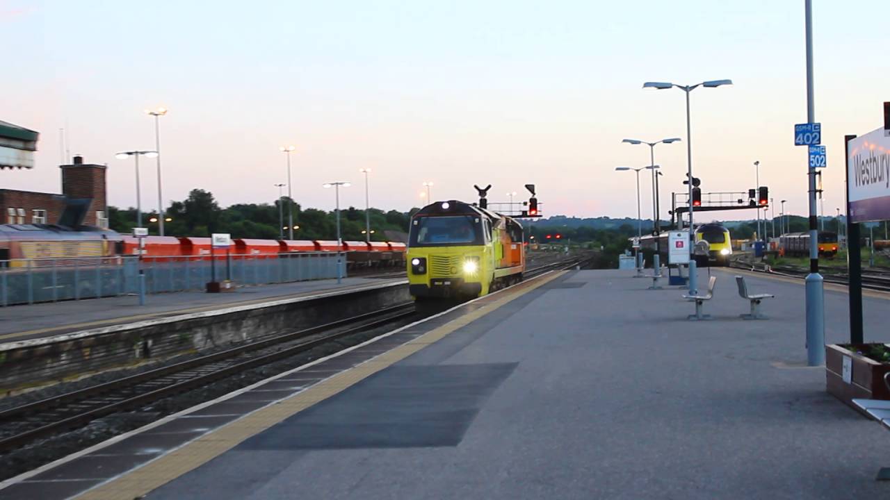 Colas Rail 70807 passes Westbury 23/06/16