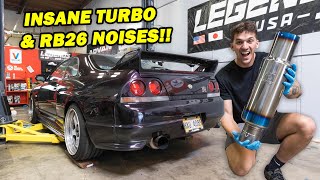 Midnight Purple V-Spec R33 Skyline GTR Gets a Tomei Titanium Exhaust! *BEST EXHAUST EVER!*