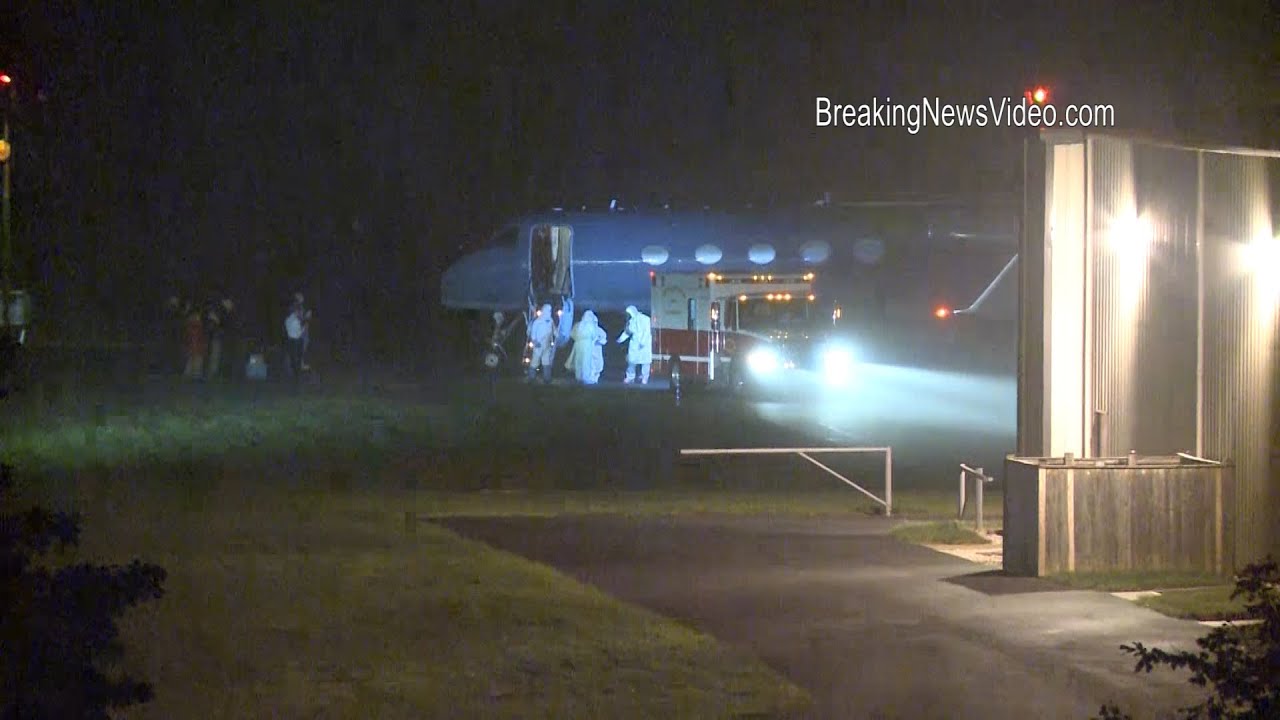 10/16/2014 Frederick, MD Ebola Jet Landing And Offloading Patient B-Roll