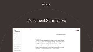 How to Summarize M A Documents with Aracor