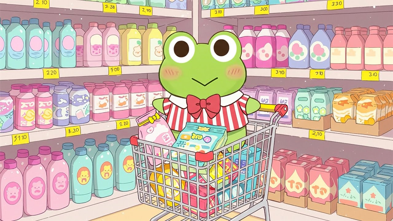 🛒 Keroppi’s Chill Grocery Run 🍓 Soft Lofi Beats🥛Lofi Cute for Relaxing Shopping Days🎶🧺