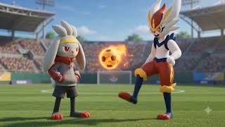 Cinderace Plays with Baby Scorbunny and Raboot! 🐰🔥.  #Pokemon #viral #cartoon #fun @Pokemonfunplay 
