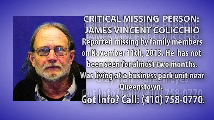Critical Missing Person: JAMES VINCENT COLICCHIO