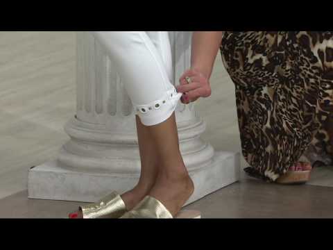 Susan Graver Weekend Cotton Spandex Crop Leggings with Grommets on QVC