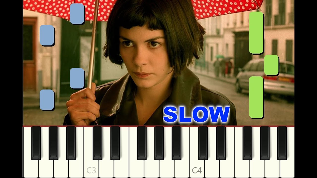 SLOW piano tutorial "LA DISPUTE" Amélie Poulain, Yann Tiersen