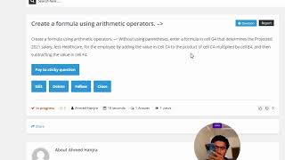 Create a formula using arithmetic operators. -- Without using parentheses, enter a formula in cell