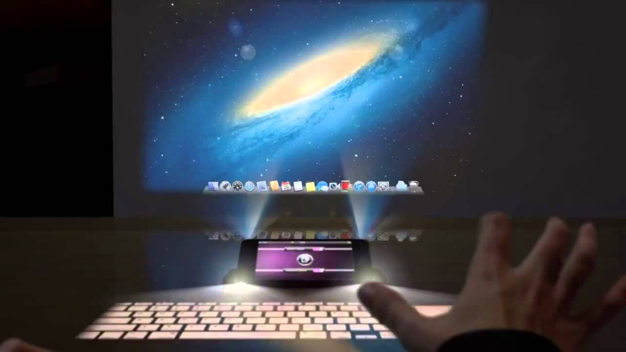 iPhone 6 com projetor e teclado virtual - YouTube [720p] - YouTube