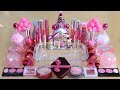 "PINK Christmas" Mixing"PINK"Makeup,More Stuff&glitter Into slime! Satisfying Slime Video.
