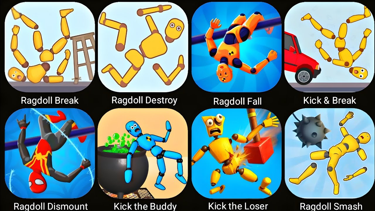 Ragdoll Games,Ragdoll Drop,Ragdoll Hit,Puppet Master,Ragdoll Fall,Whip & Flip,Bumpy Flop,Tank Stars
