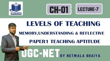 LEVELS OF TEACHING: MEMORY, UNDERSTANDING & REFLECTIVE||PAPER1TEACHING|| UGC/NTANET|| LECTURE7||