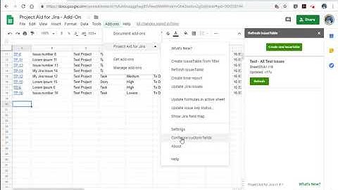 Project Aid for Jira - Google Sheets Add-On - Quick start
