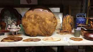 通販　銘木花台・飾り台 ニレこぶ、カエデ杢、天然杢です。三光工堂