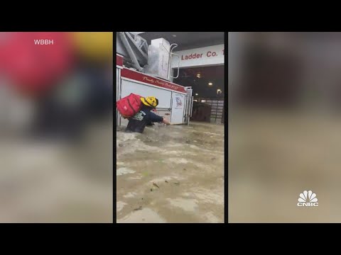 Naples, florida, fire rescue crew deals with rising waters in its own firehouse