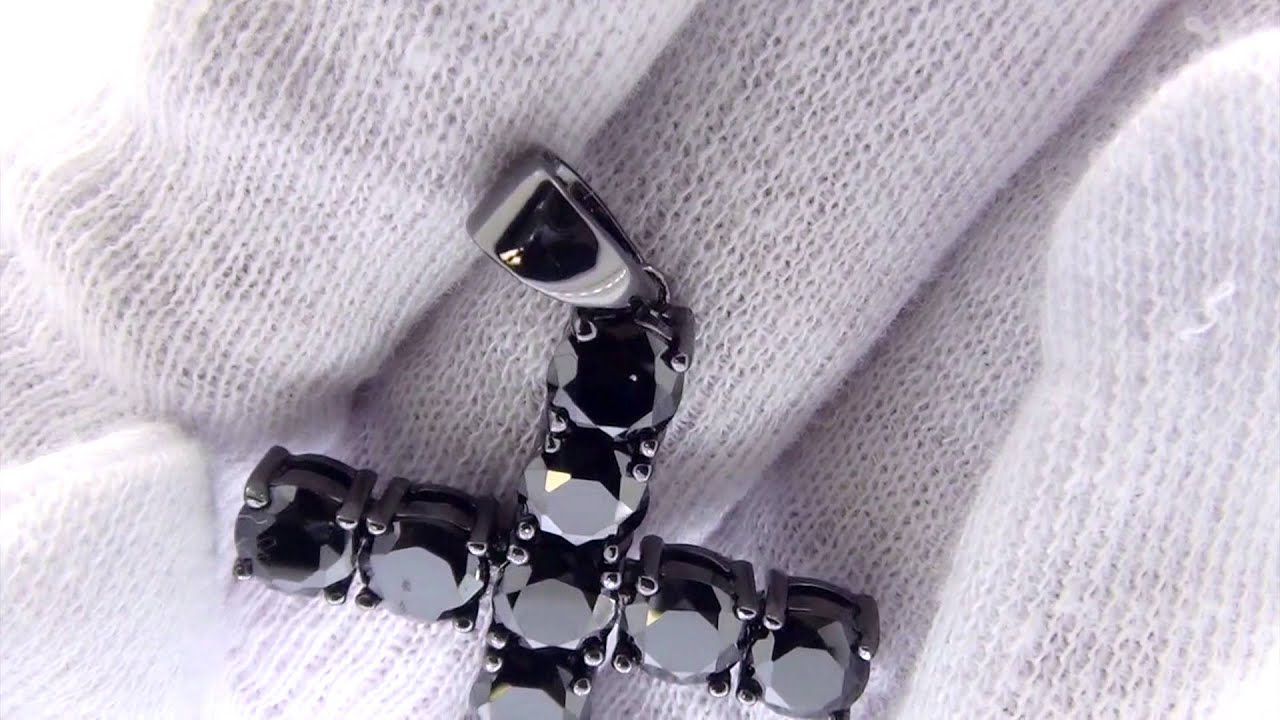 Iced Out Black on Black 1 Row Bling Bling Cross