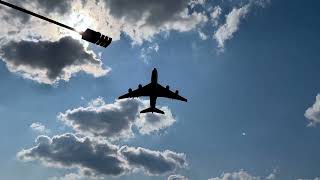 Airbus A380 takeoff from London-Heathrow