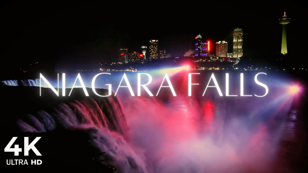Niagara Falls at Night 4K | Majestic Waterfall Lights & Powerful Ambience