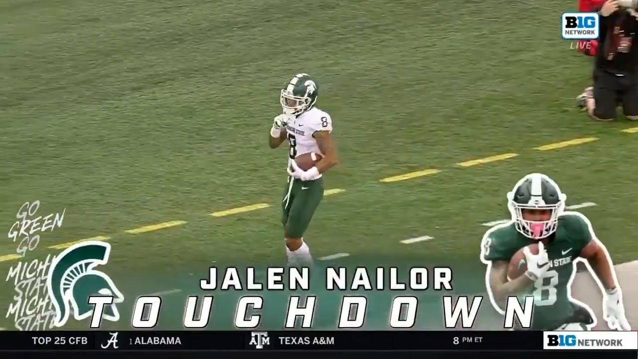 Michigan State WR Jalen Nailor scores 3 touchdowns in first half