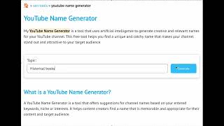 YouTube Name Generator - Free SEO tool