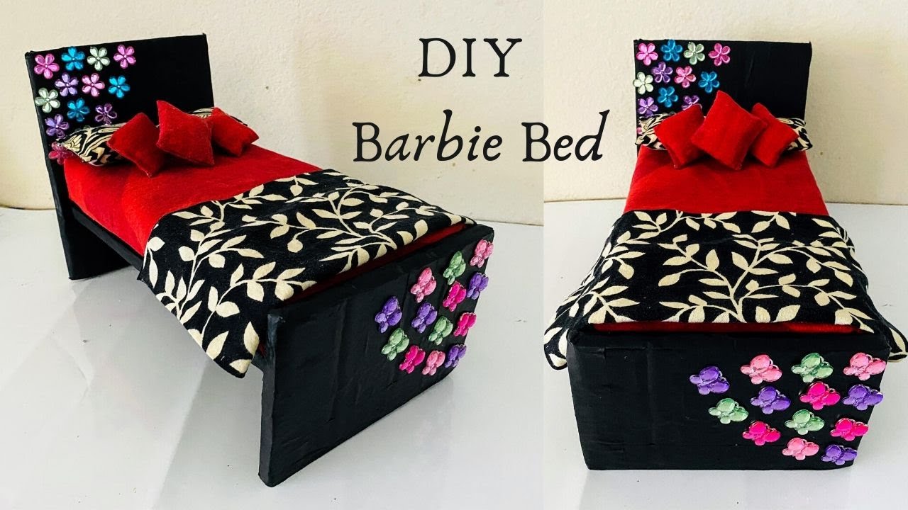 DIY How to make Barbie doll Bed | Barbie Doll hacks| #CrazeeCrafts
