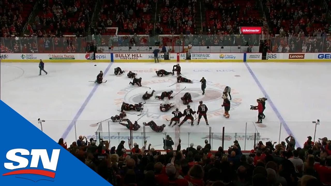 Carolina Hurricanes Drop Like Dominoes In Post-Game Celebration
