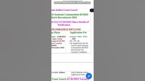 Join Indian Coast Guard Assistant Commandant 02/2023 Batch Online Form 2022 #dsrjobalert #trending